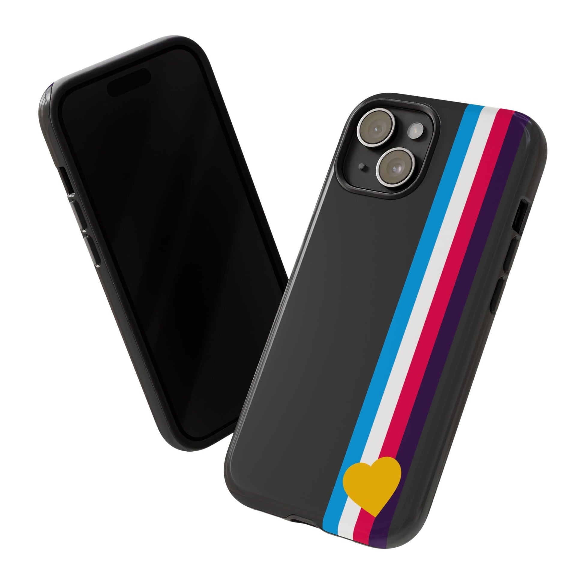 tricolor polyamory phone case, tilt