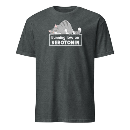 Depressed cat running low on serotonin t-shirt